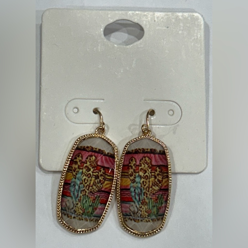 Western Cactus Desert Earrings – Boho Dangle Jewelry, Southwestern Style,